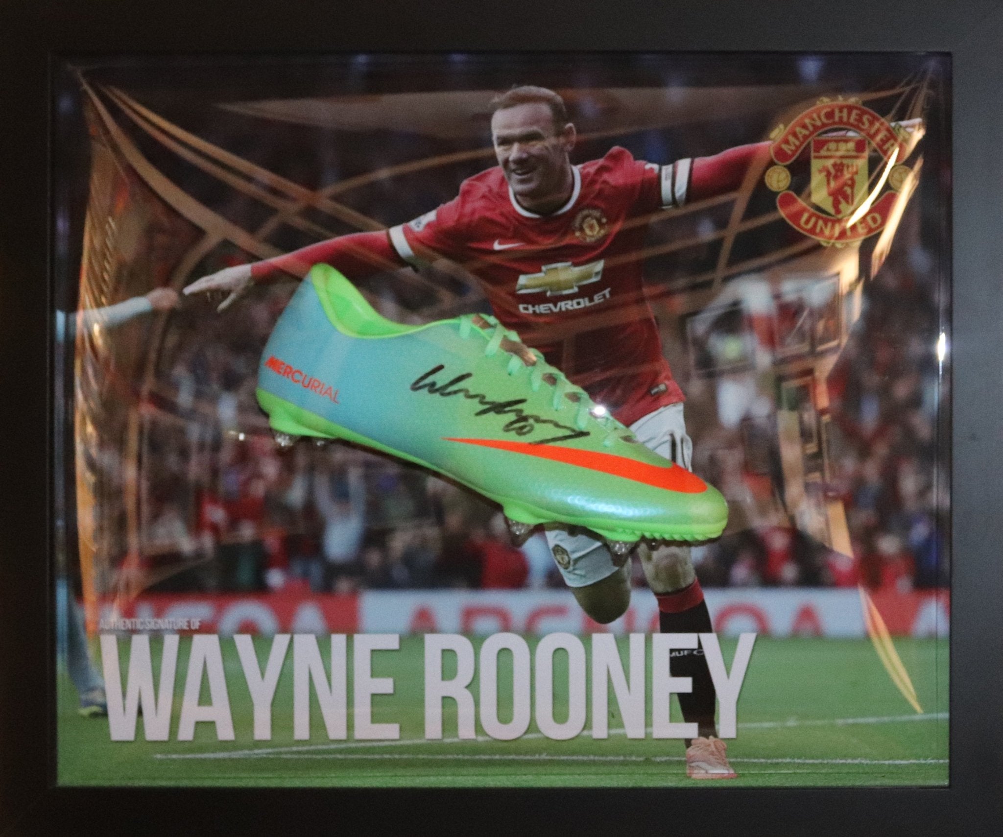 Rooney Signed Man United Boot Framed Display - Memorabilia Framers Shop